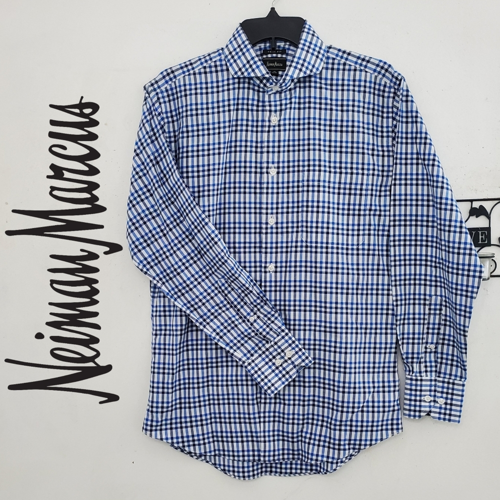 Neiman Marcus Men's Long Sleeve Dress Shirt Plaid